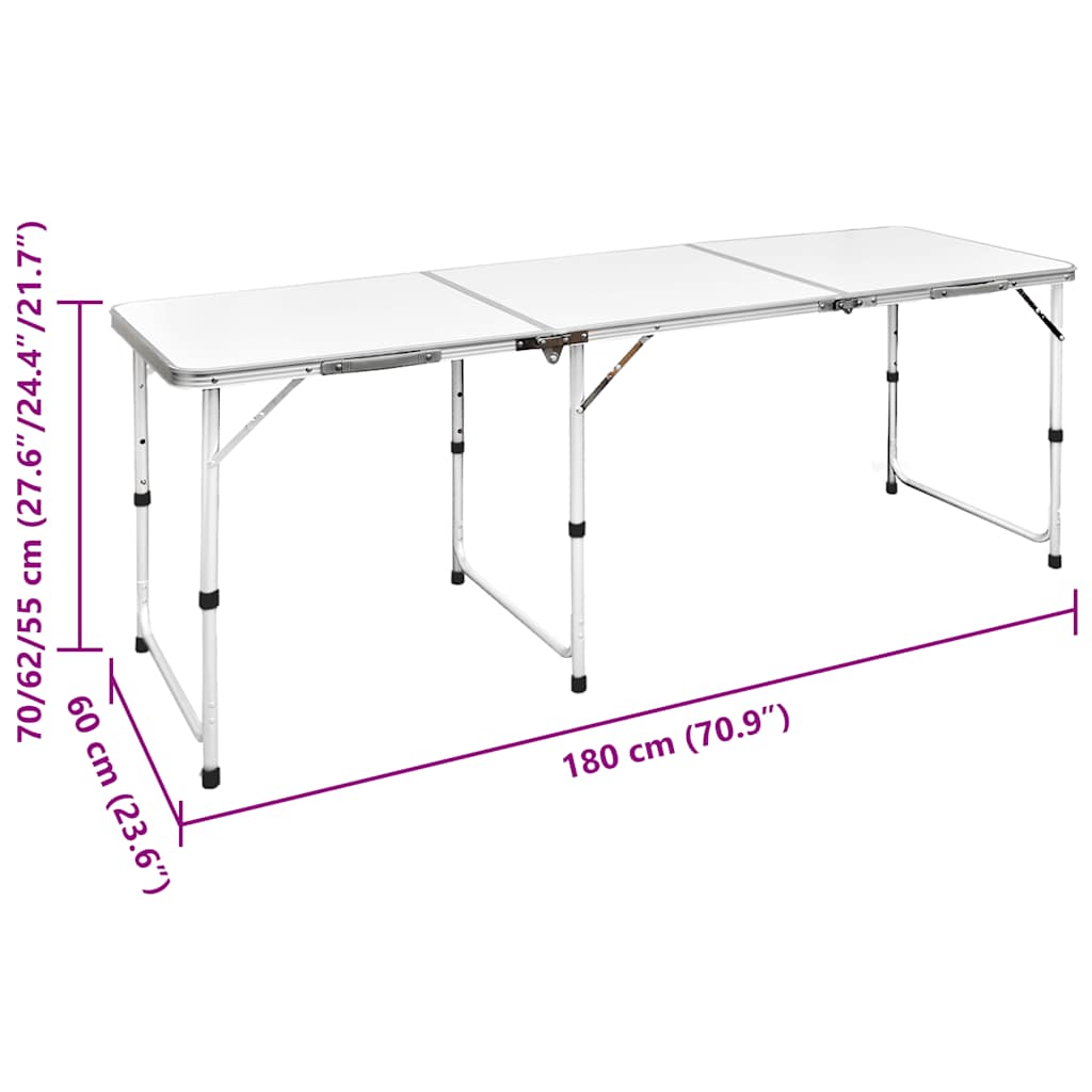Klappbarer Campingtisch mit 4 Hocker Höhenverstellbar 180x60 cm