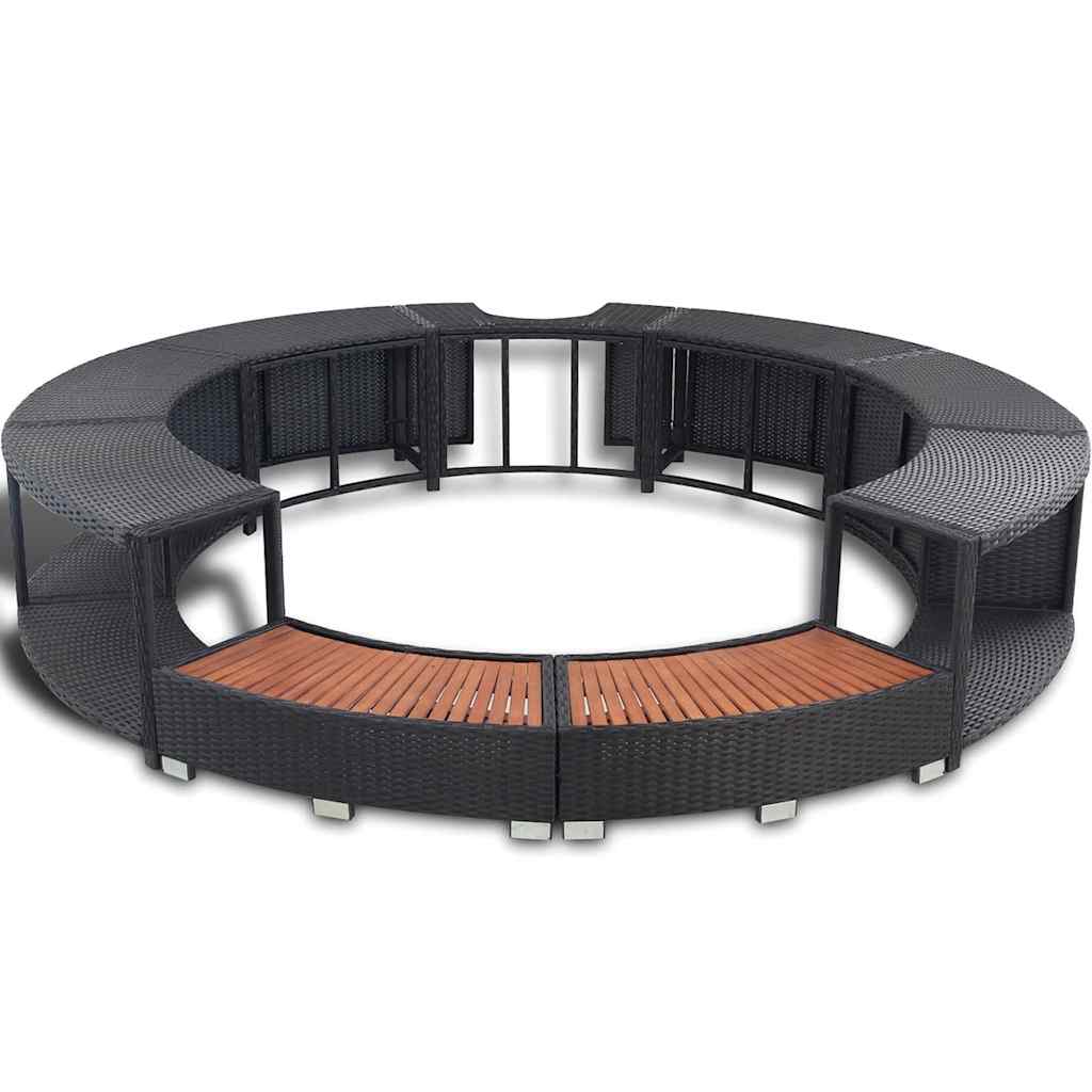 Whirlpool-Umrandung Schwarz Poly-Rattan