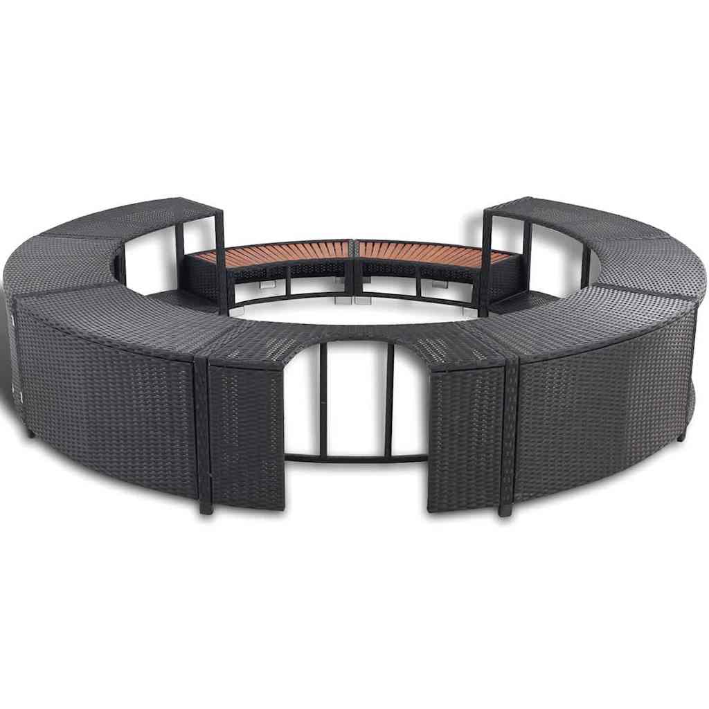 Whirlpool-Umrandung Schwarz Poly-Rattan