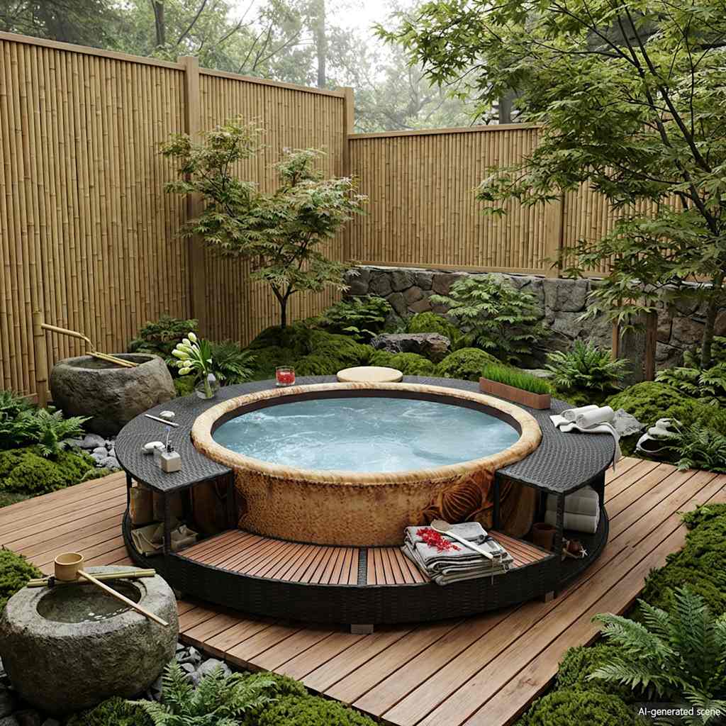 Whirlpool-Umrandung Schwarz Poly-Rattan