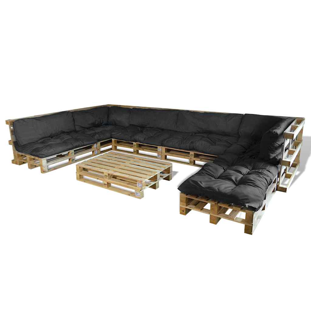 Pallet Sofa Kissen 13 pcs Grau 120 x 80 x 10 cm Stoff