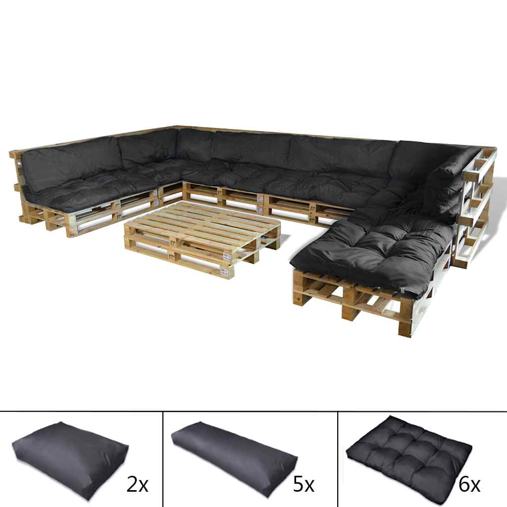 Pallet Sofa Kissen 13 pcs Grau 120 x 80 x 10 cm Stoff