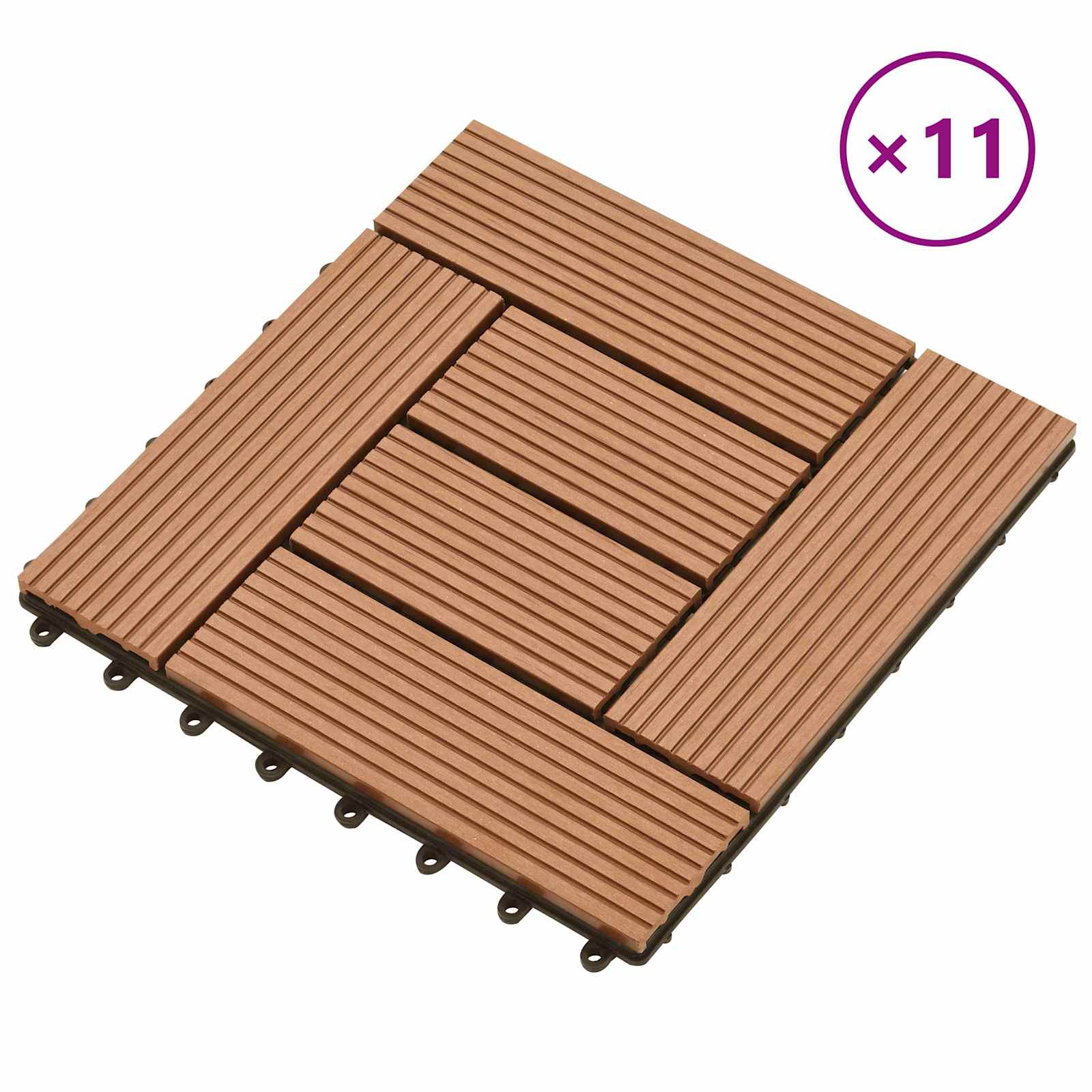 Terrassenfliese 11 pcs Braun 30 x 30 cm WPC
