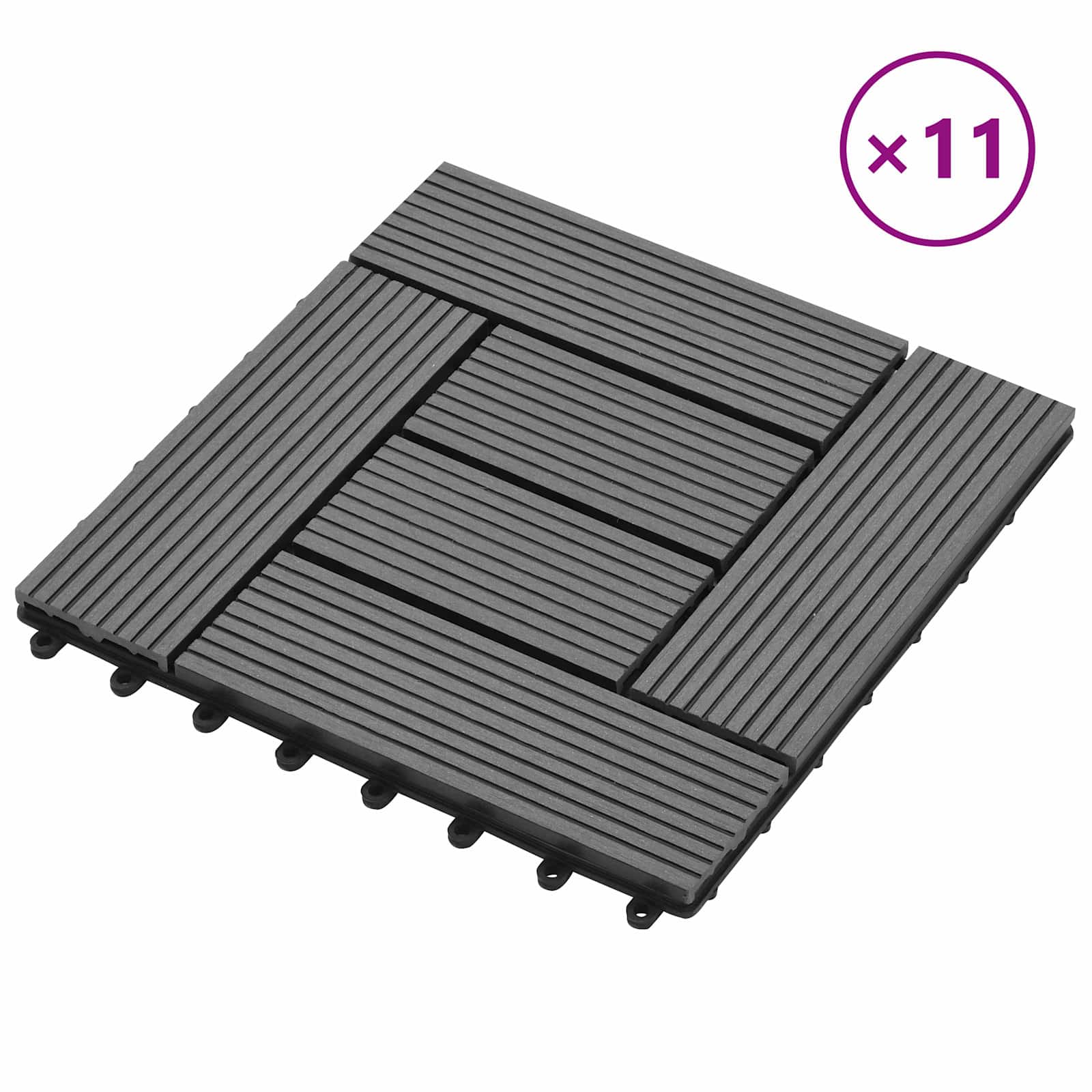 Terrassenfliese 11 pcs Grau 30 x 30 cm WPC