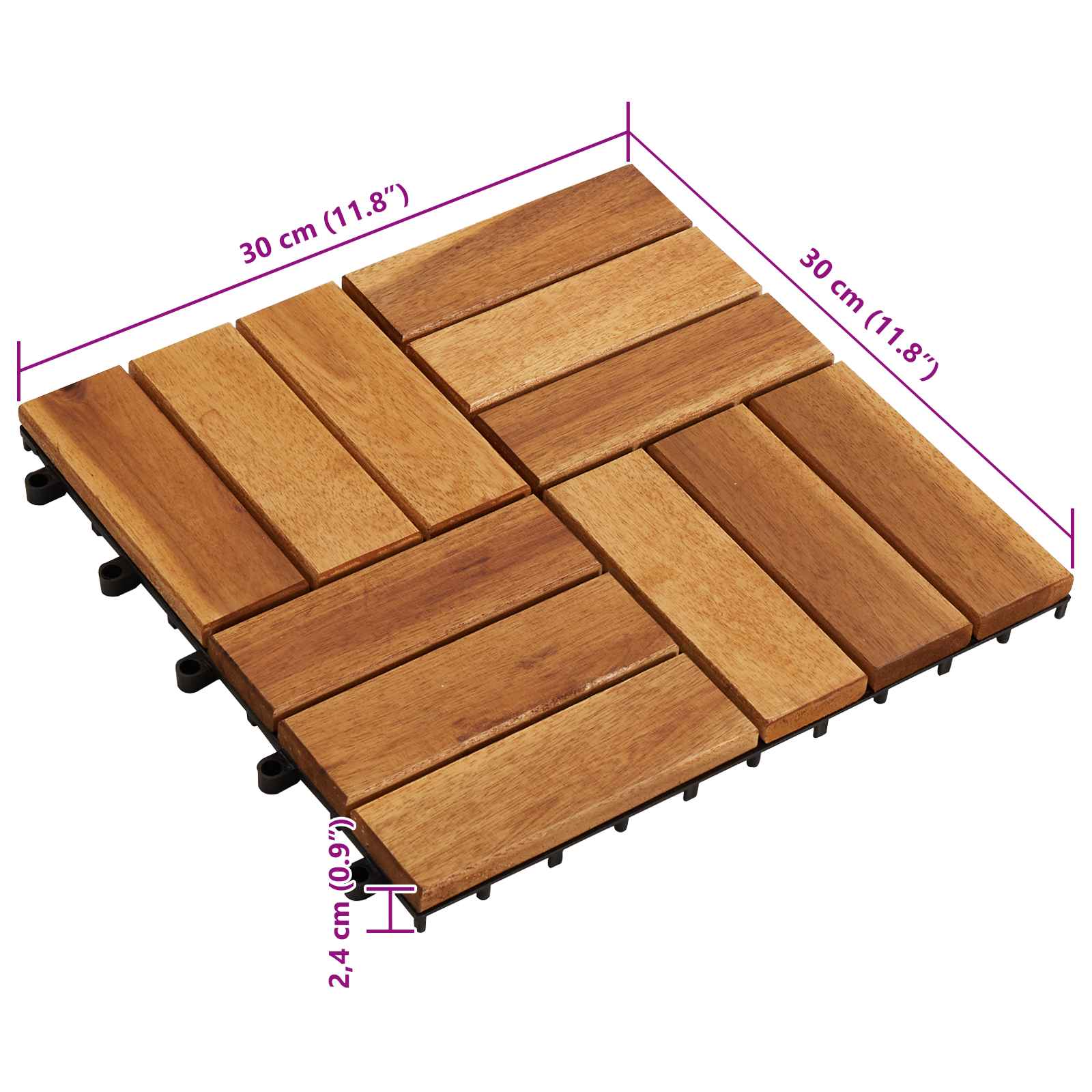 Terrassenfliese 10 pcs Braun 30 x 30 cm Akazien-Hartholz