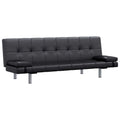 Schlafsofa mit 2 Kissen Kunstleder Ausziehbar Schwarz