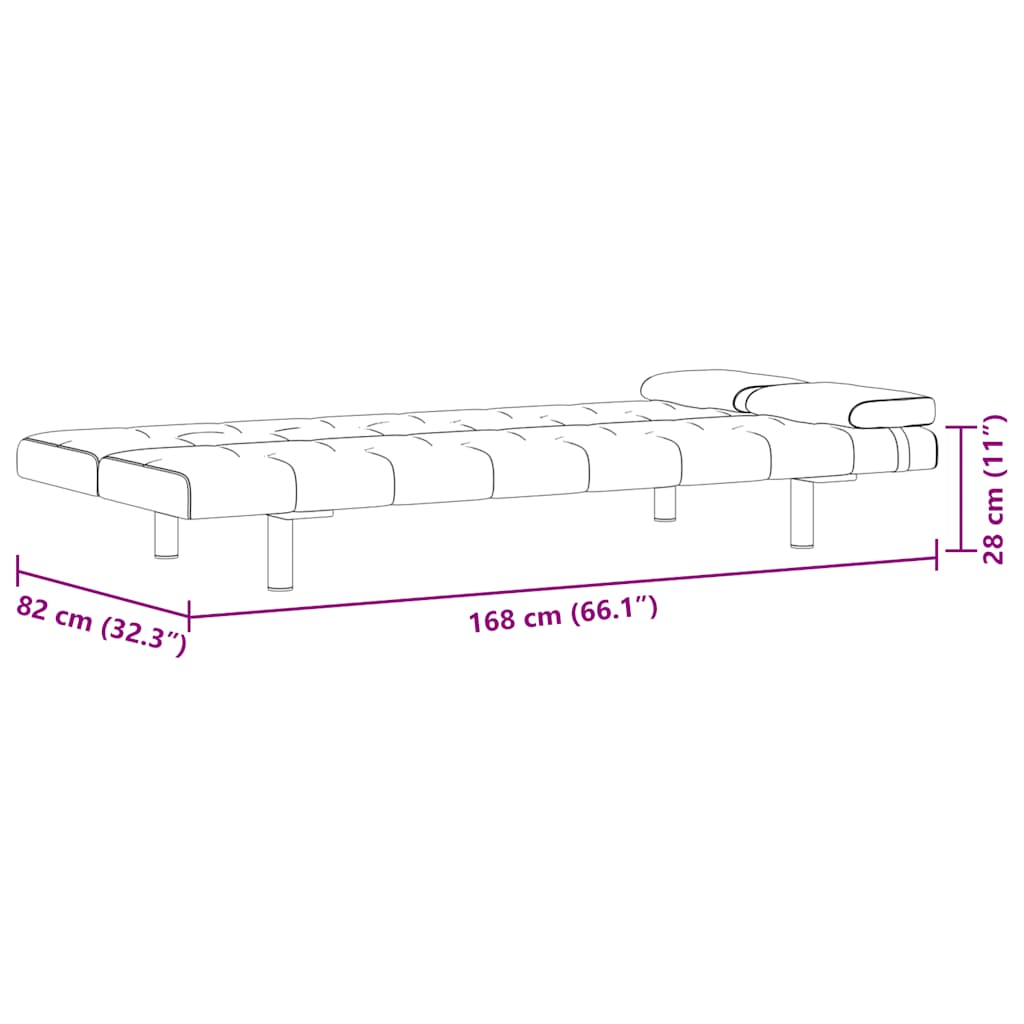 Schlafsofa mit 2 Kissen Kunstleder Ausziehbar Schwarz