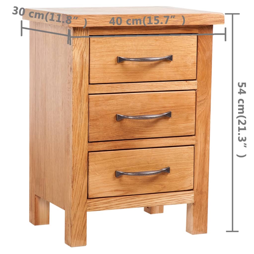 Nachttisch mit 3 Schubladen 40x30x54 cm Massivholz Eiche