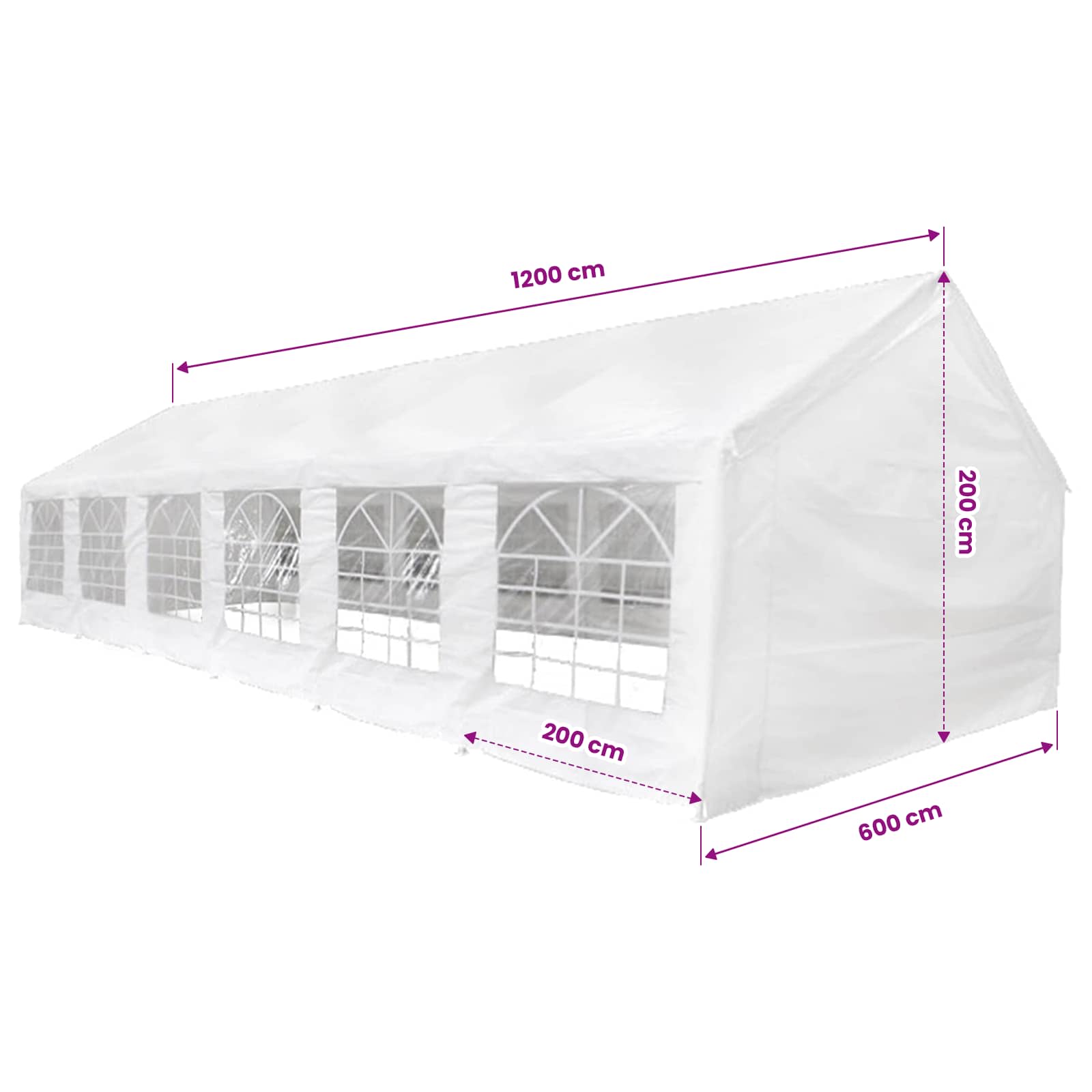 Zeltstoff ohne Gestell Weiß 12 x 6 m PE