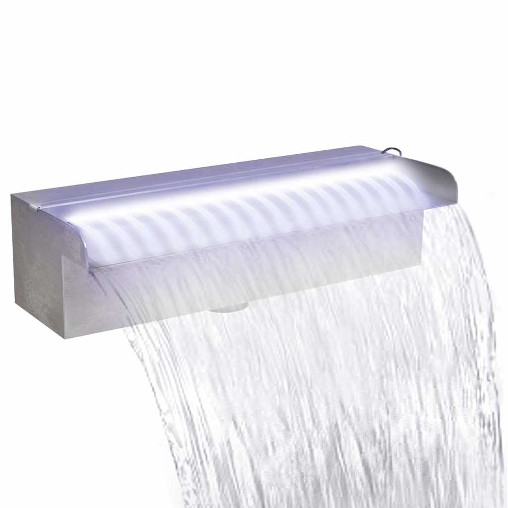 Pool-Wasserfall Fontäne mit LEDs Rechteckig Edelstahl 30 cm
