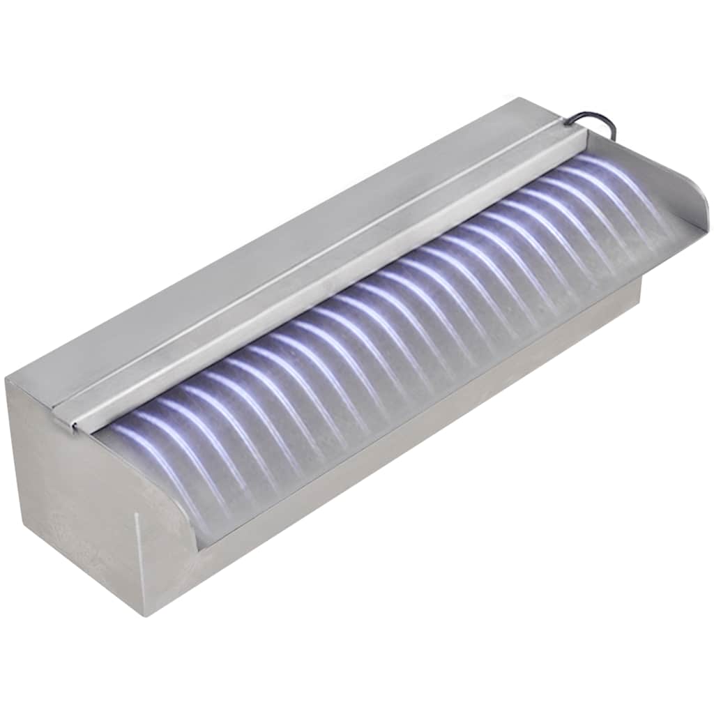 Pool-Wasserfall Fontäne mit LEDs Rechteckig Edelstahl 30 cm