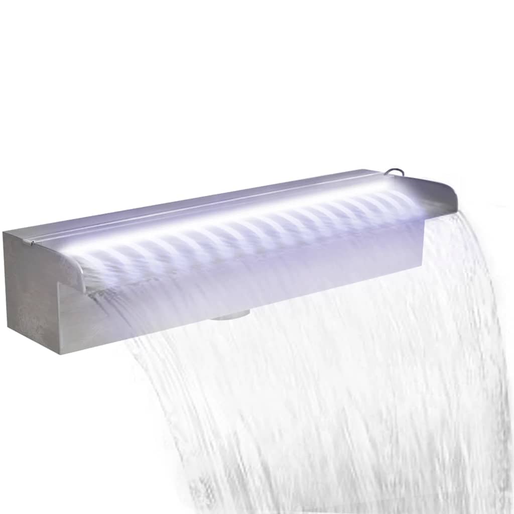 Pool-Wasserfall Fontäne mit LEDs Rechteckig Edelstahl 45 cm