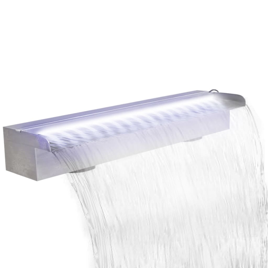 Pool-Wasserfall Fontäne mit LEDs Rechteckig Edelstahl 60 cm