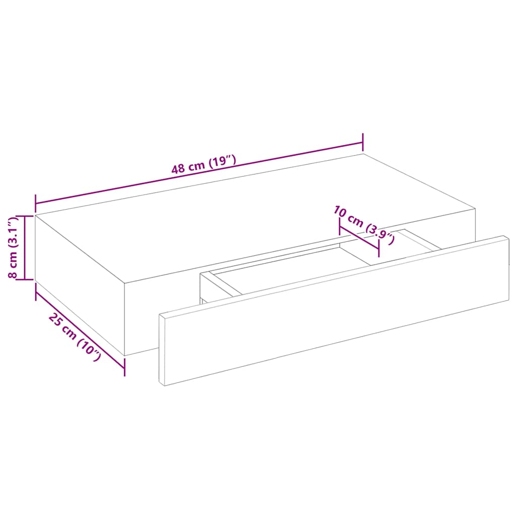 Wandregal mit Schublade MDF Weiß
