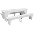 3-tlg. Hussen-Set für Biertisch und Bänke Weiß 220x70x80 cm