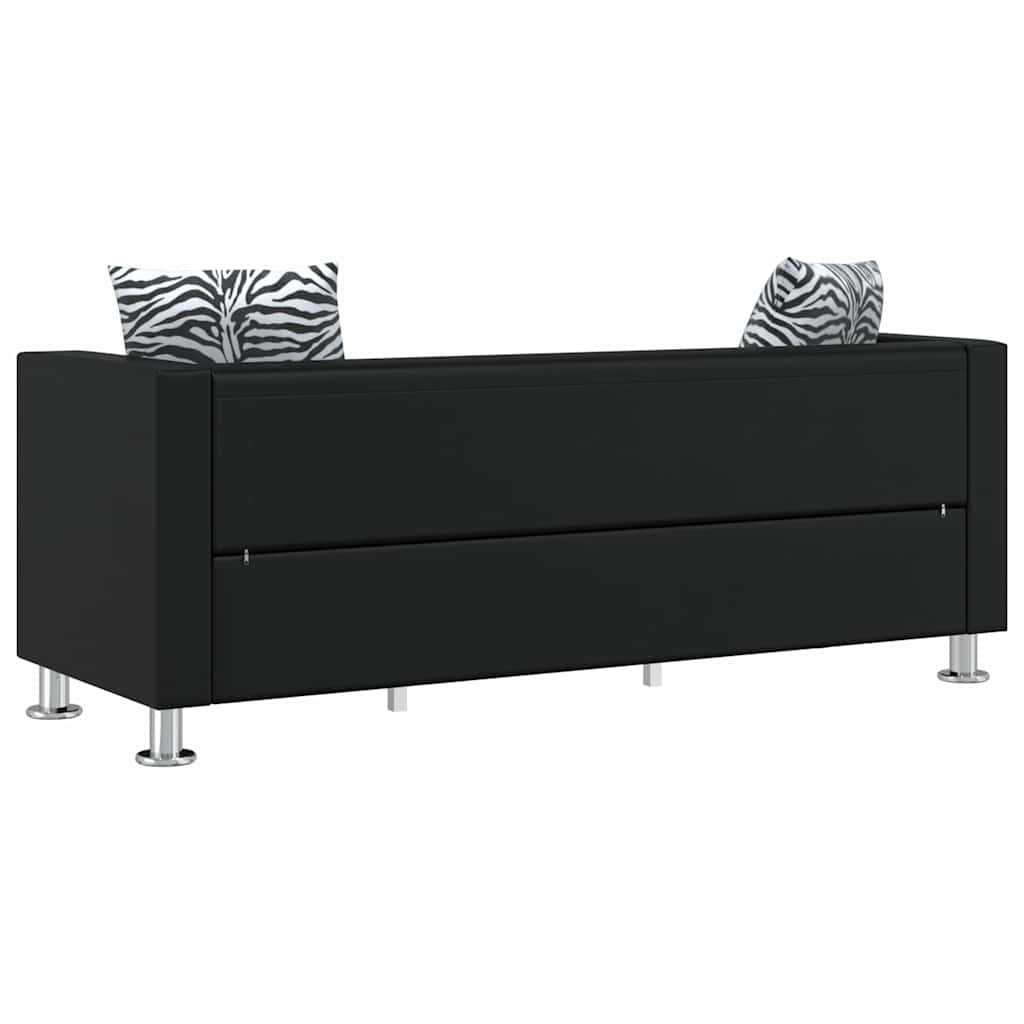 Sofa 3-Sitzer Kunstleder Schwarz