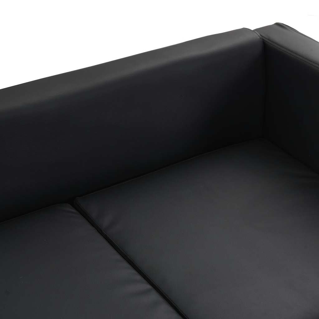 Sofa 3-Sitzer Kunstleder Schwarz