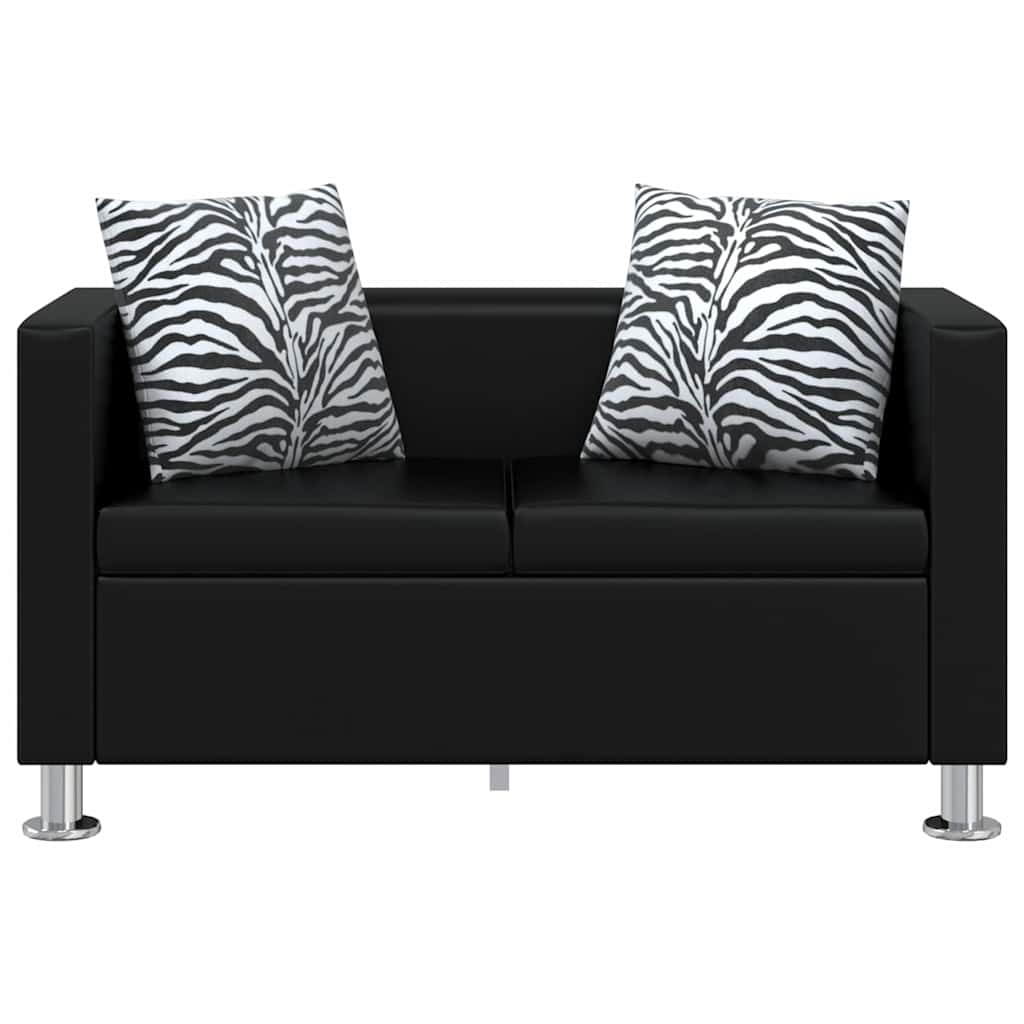 2-Sitzer-Sofa Kunstleder Schwarz