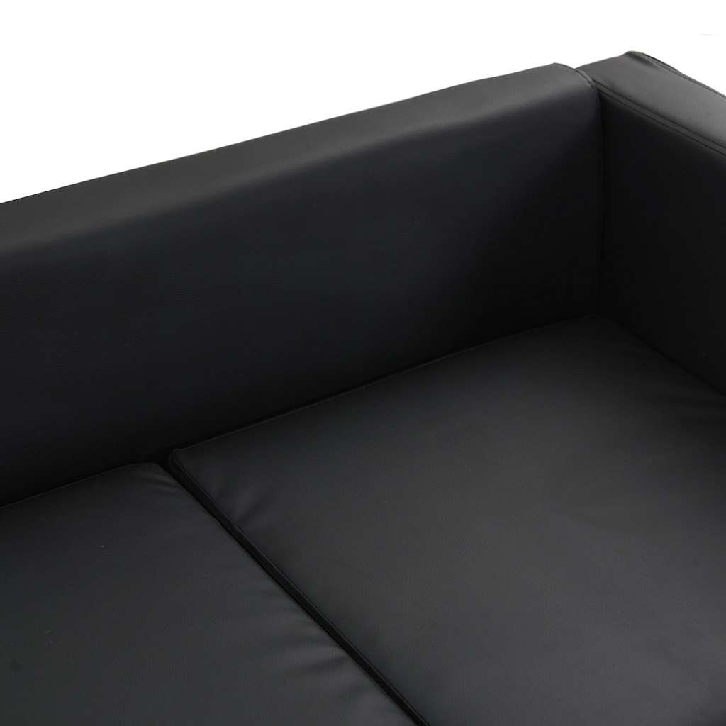 2-Sitzer-Sofa Kunstleder Schwarz