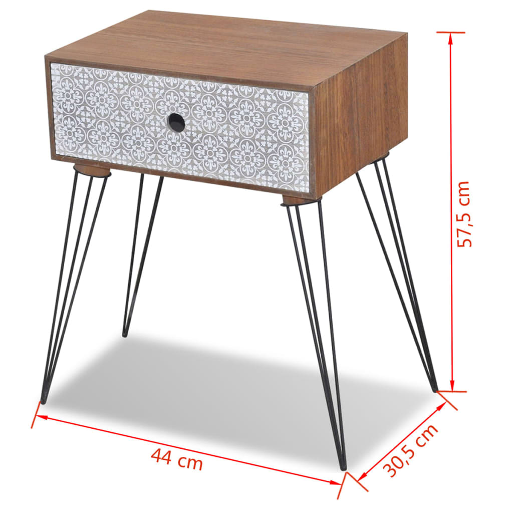 Nachttisch mit 1 Schublade Rechteckig Braun