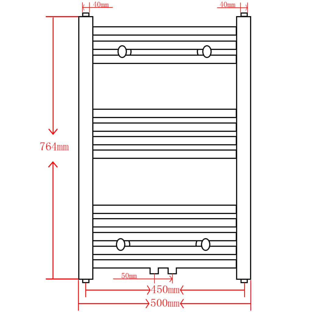 Handtuchheizkörper Warmwasser Gerade Grau 500x764 mm