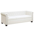 Chesterfield-Sofa 3-Sitzer Kunstleder Weiß