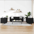 Sofa-Set Kunstleder 3-Sitzer + 2-Sitzer + Sessel Schwarz