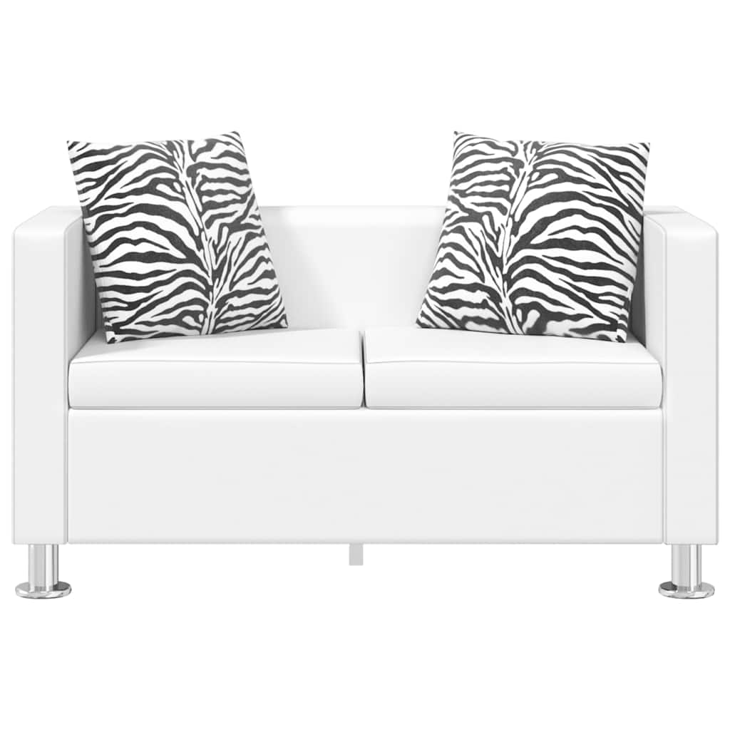 Sofagarnitur Kunstleder 3-Sitzer + 2-Sitzer Weiß