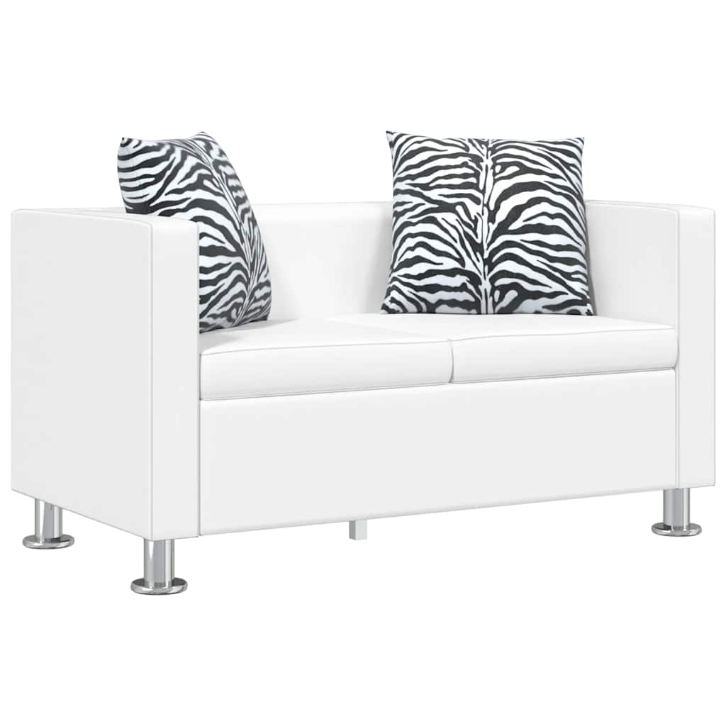 Sofagarnitur Kunstleder 3-Sitzer + 2-Sitzer Weiß