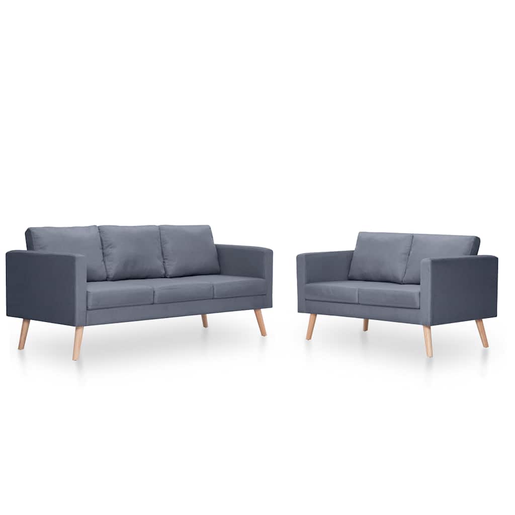 Sofagarnitur 2-Sitzer und 3-Sitzer Stoff Dunkelgrau
