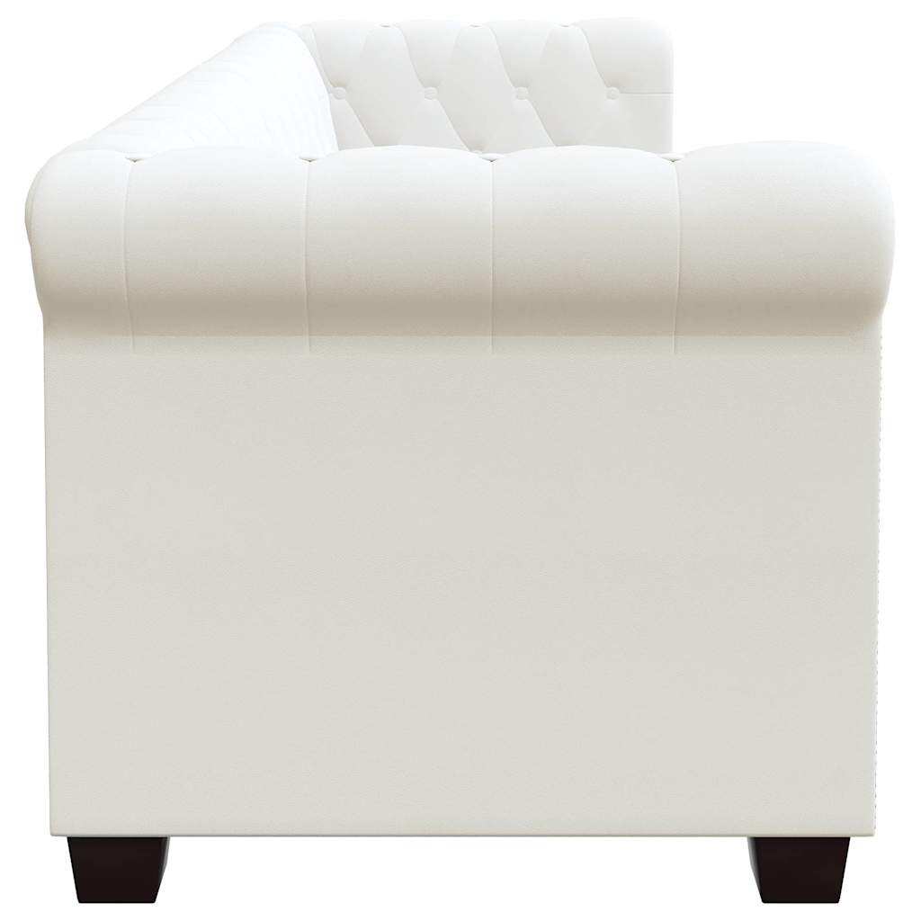 Chesterfield-Sofas 2-Sitzer und 3-Sitzer Kunstleder Weiß