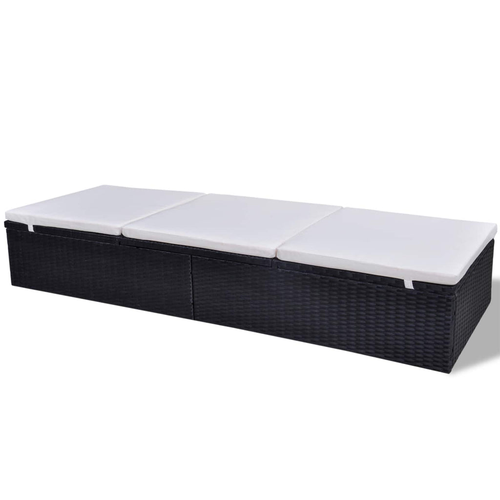 Sonnenliege Schwarz Poly-Rattan