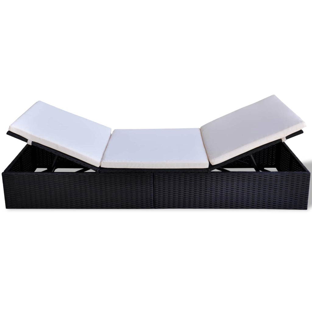 Sonnenliege Schwarz Poly-Rattan