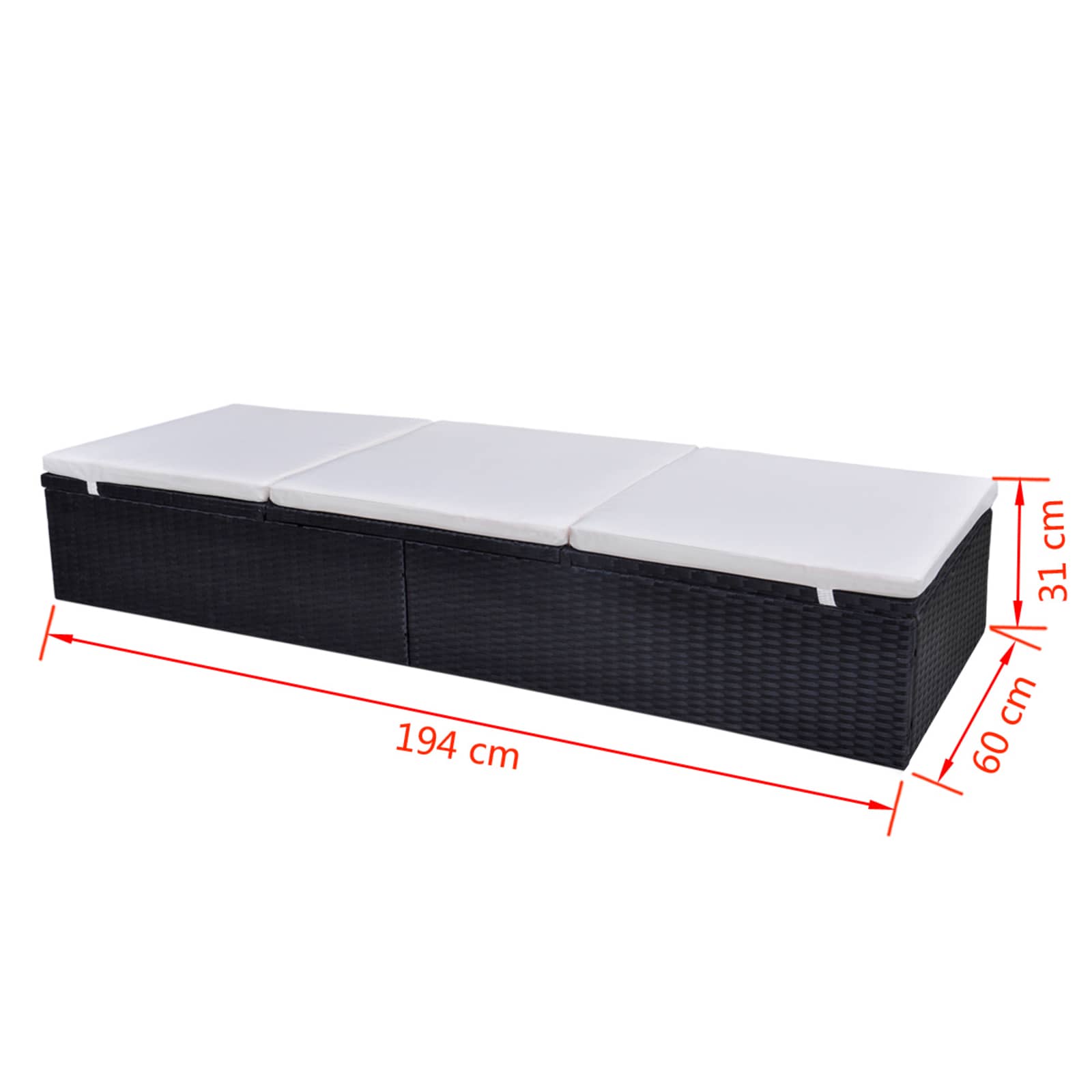 Sonnenliege Schwarz Poly-Rattan