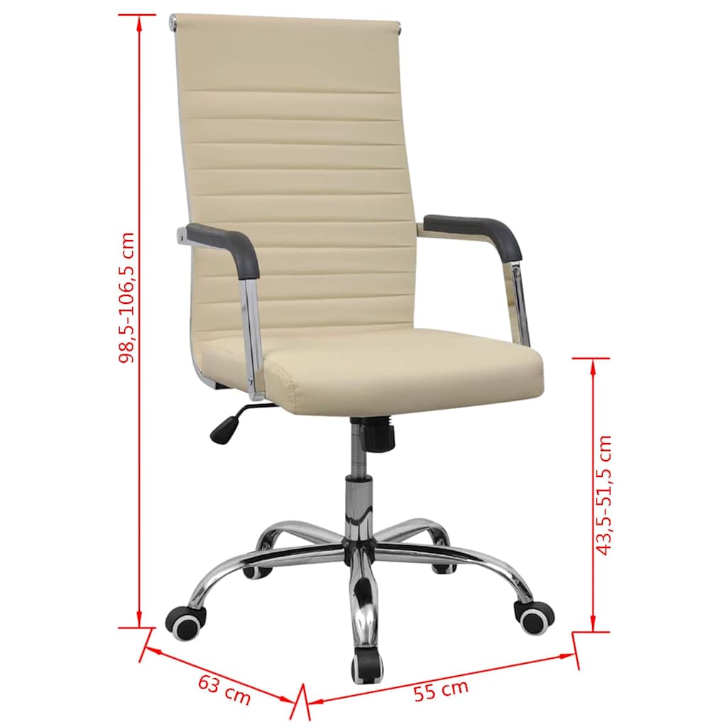 Bürostuhl Kunstleder 55 x 63 cm Creme