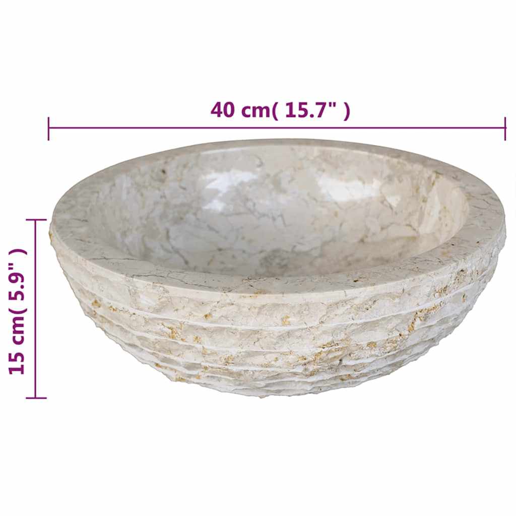 Waschbecken Marmor 40 cm Creme