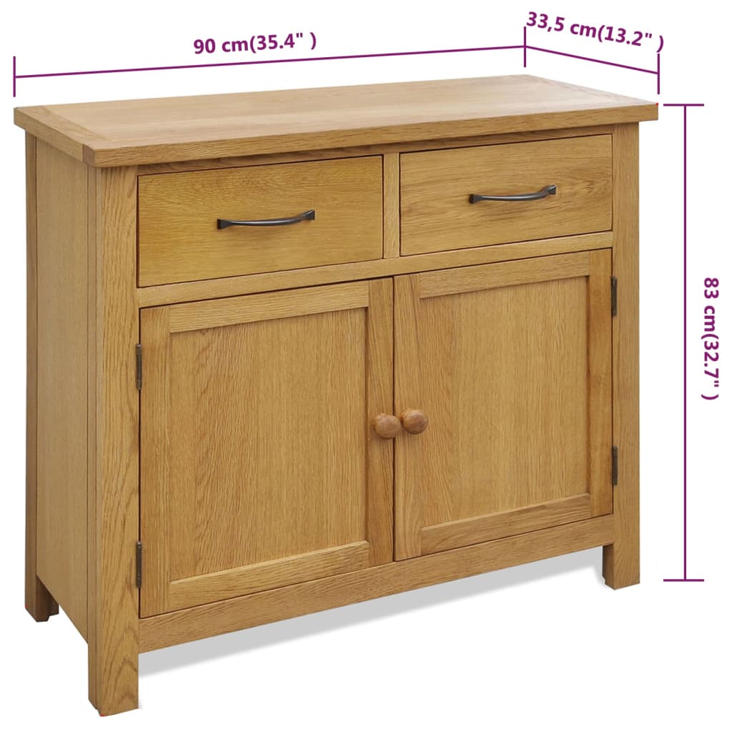 Sideboard 90x33,5x83 cm Massivholz Eiche