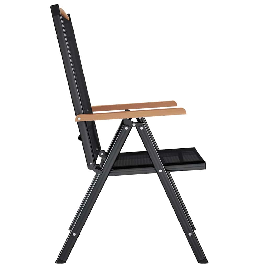 Gartenstühle Klappbar 2 Stk. Aluminium und Textilene Schwarz