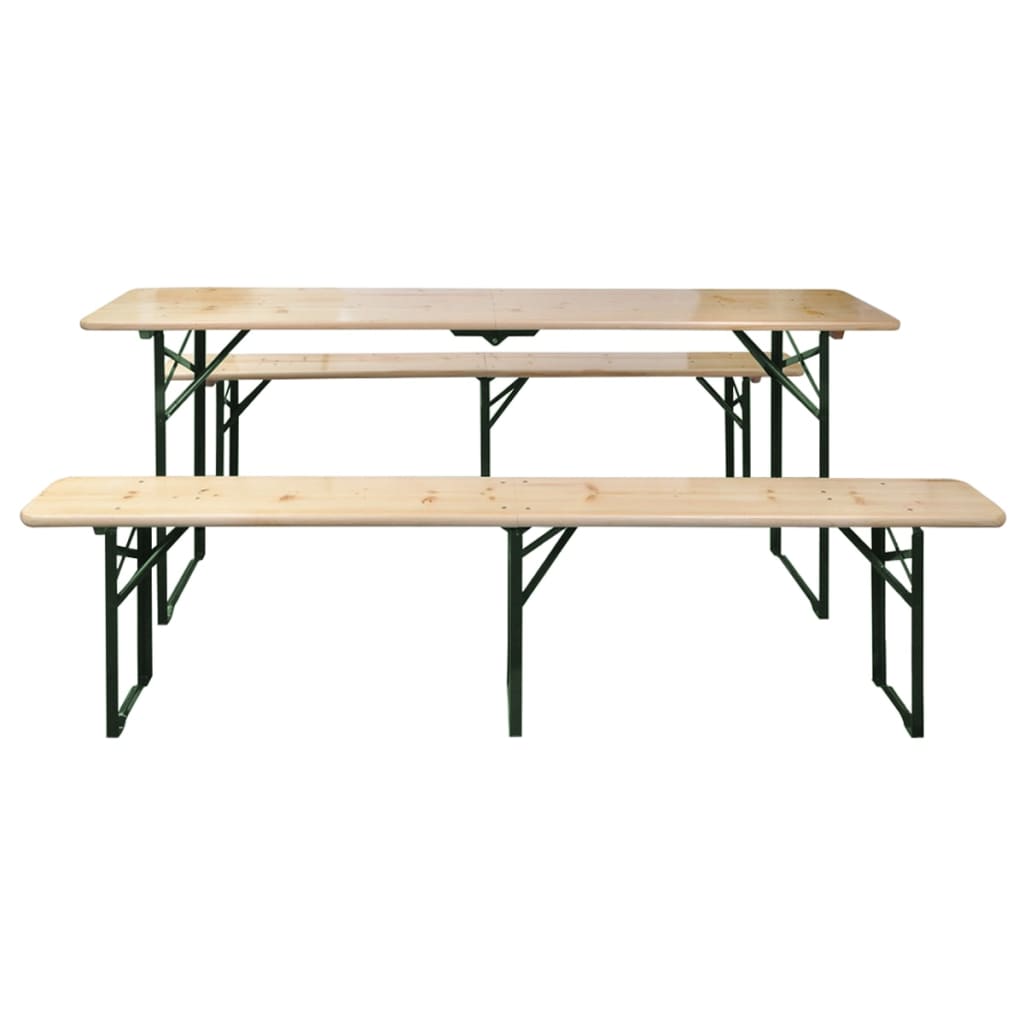 Biertisch mit 2 Bänken Klappbar 220 cm Tannenholz