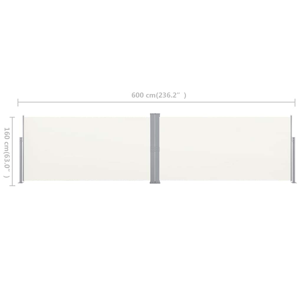 Ausziehbare Seitenmarkise 160x600 cm Creme