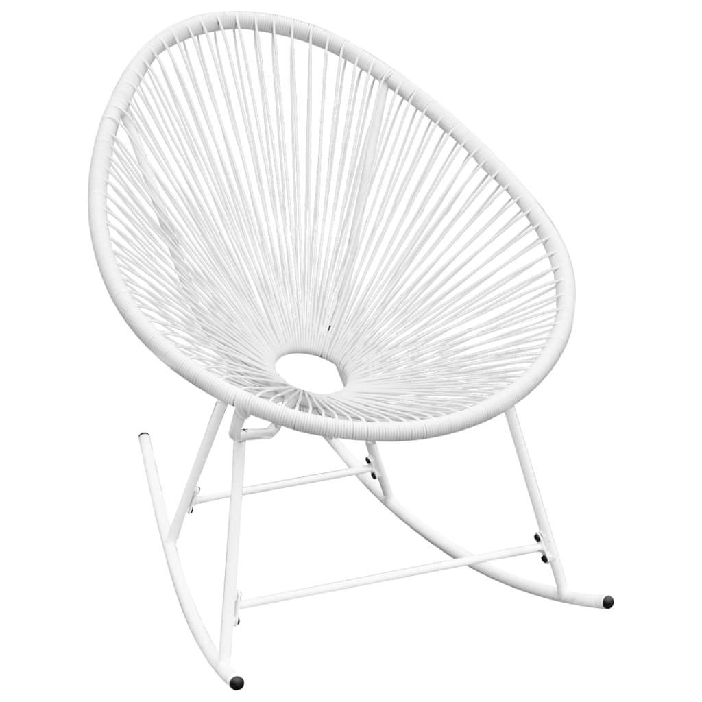 Garten-Schaukelstuhl Weiß Poly Rattan