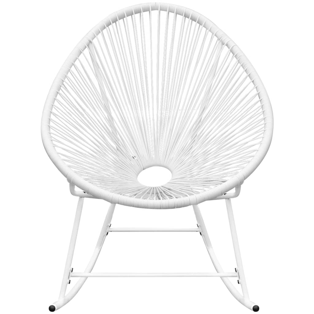 Garten-Schaukelstuhl Weiß Poly Rattan