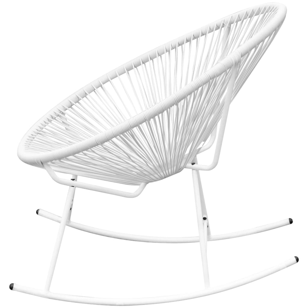 Garten-Schaukelstuhl Weiß Poly Rattan