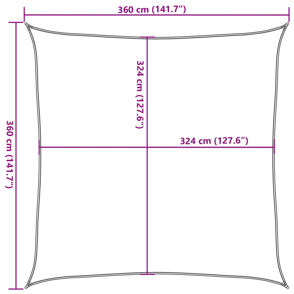 Sonnensegel HDPE Quadratisch 3,6x3,6 m Beige