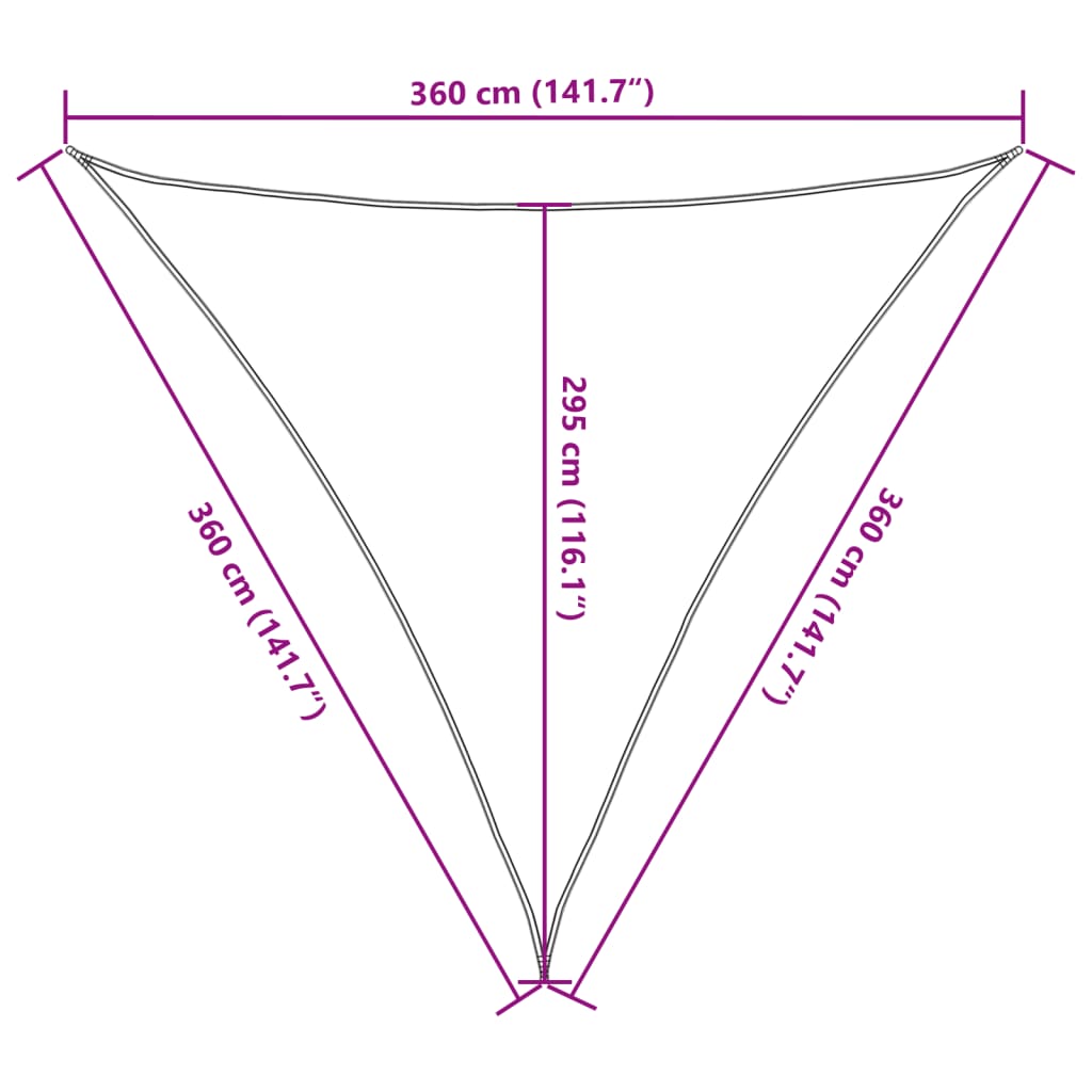 Sonnensegel HDPE Dreieckig 3,6x3,6x3,6 m Creme