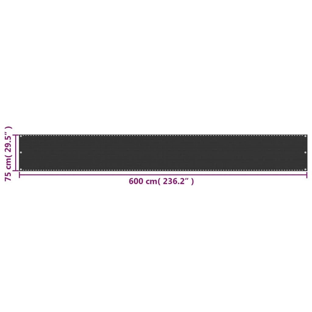 Balkonsichtschutz HDPE 75x600 cm Anthrazit