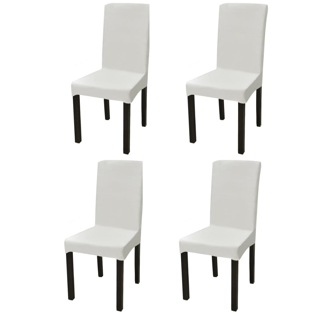 Stretch-Stuhlhussen Gerade 4 Stk. Creme