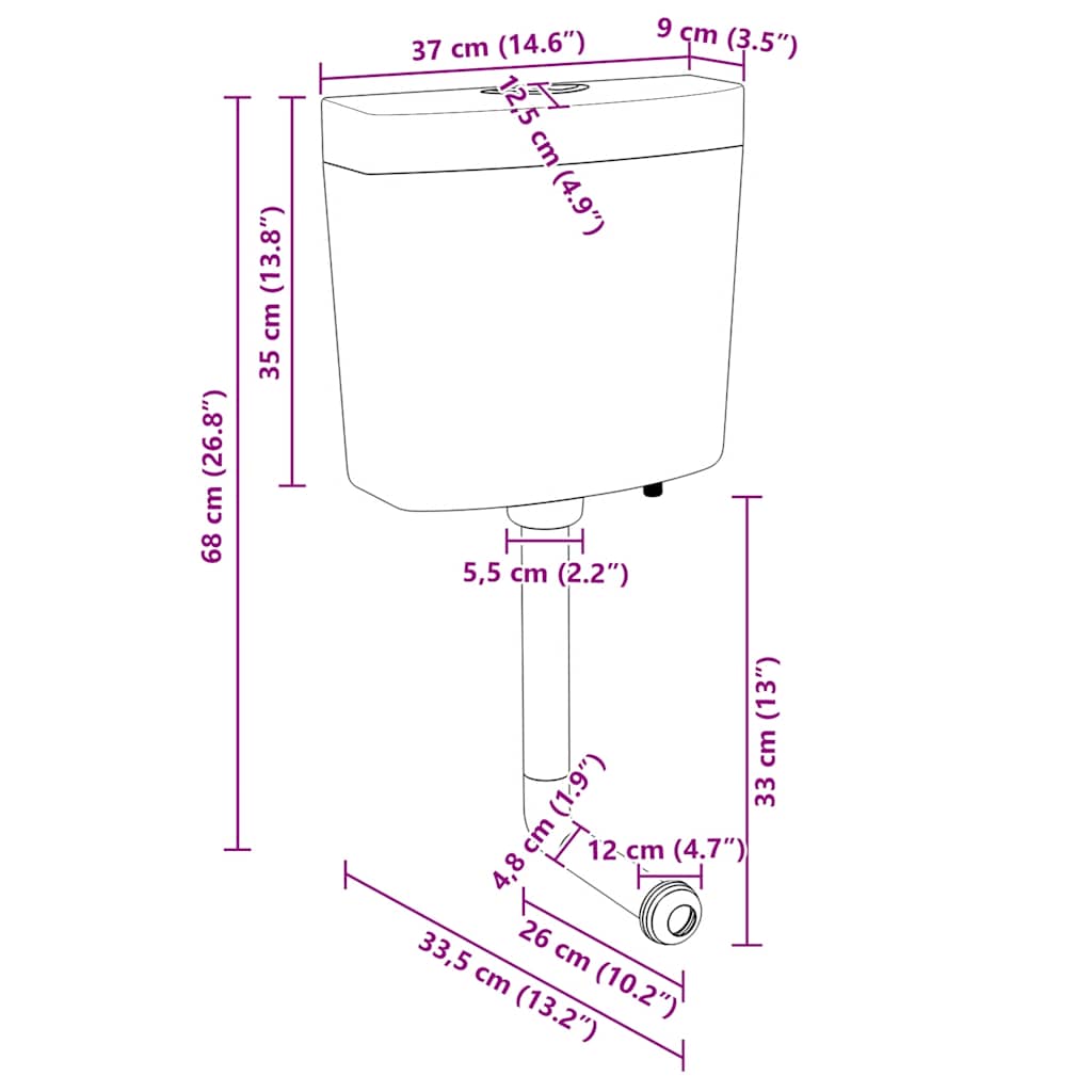 Spülkasten Wasserzulauf Unten 3/6 L Weiß