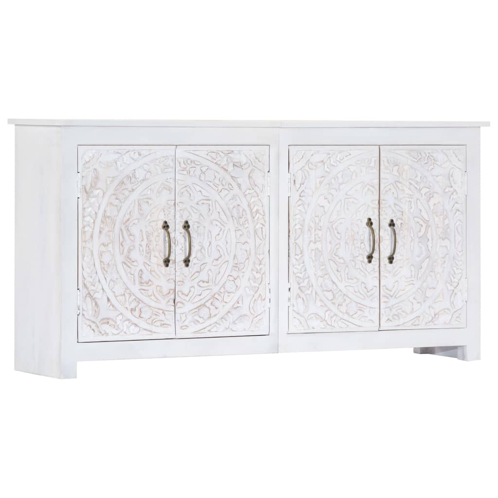 Sideboard Handarbeit Weiß 140x30x70 cm Massivholz Akazie