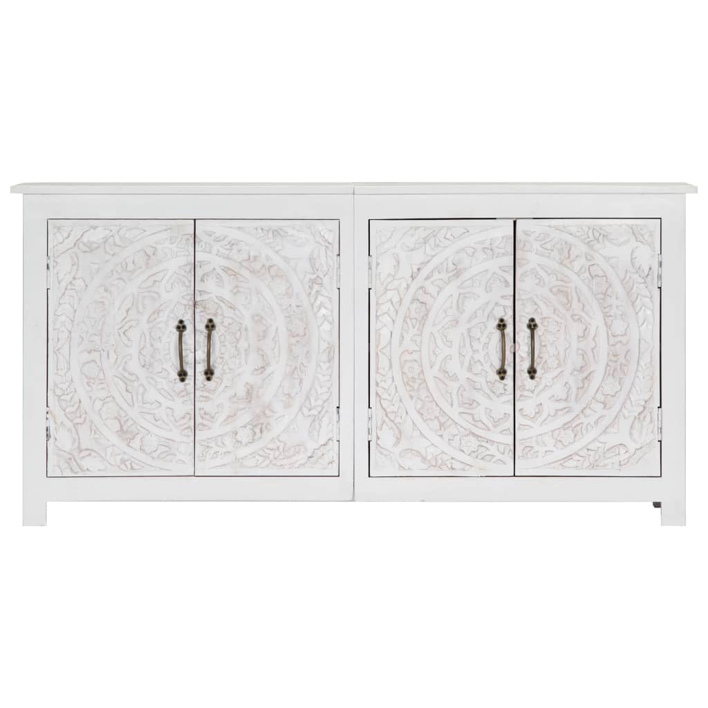 Sideboard Handarbeit Weiß 140x30x70 cm Massivholz Akazie